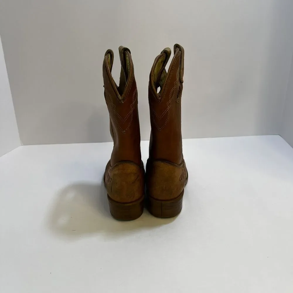 Vintage Dingo uni-sex tan w/ detail stitching 11.5‎ D kids cowboy boots
